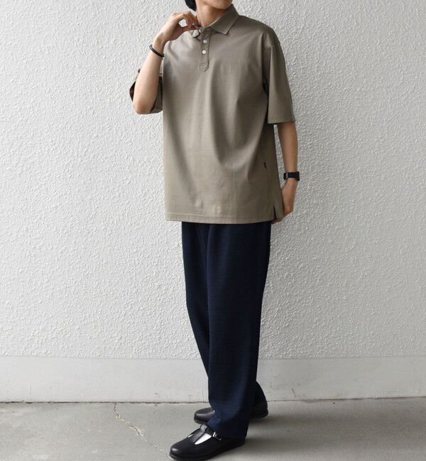 SHIPS any「SHIPS any:〈接触冷感/遮熱/UVカット〉COOL TOUCH スムース デザイン リブ 半袖 ポロシャツ◇」|Tシャツ・カットソー|