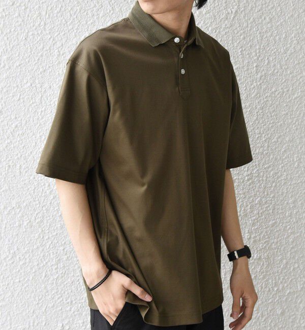 SHIPS any「SHIPS any:〈接触冷感/遮熱/UVカット〉COOL TOUCH スムース デザイン リブ 半袖 ポロシャツ◇」|Tシャツ・カットソー|