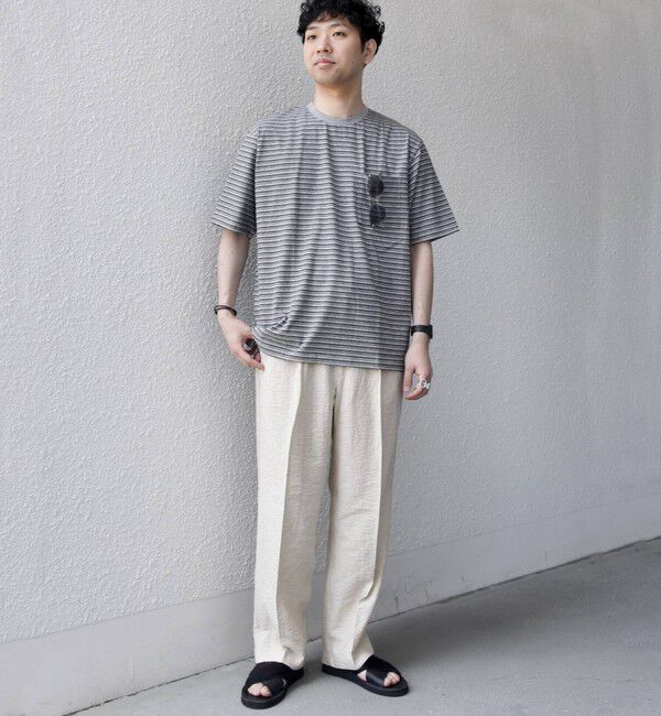 SHIPS any「SHIPS any:〈接触冷感〉マルチ ボーダー ポケット Tシャツ◇」|Tシャツ・カットソー|