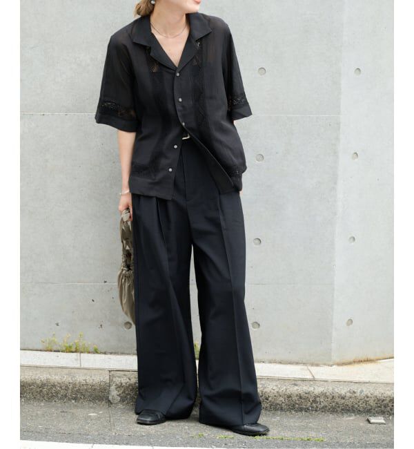 OUTDOOR PRODUCTS Usual Things「レーストリムオープンカラーシャツ」|シャツ・ブラウス|