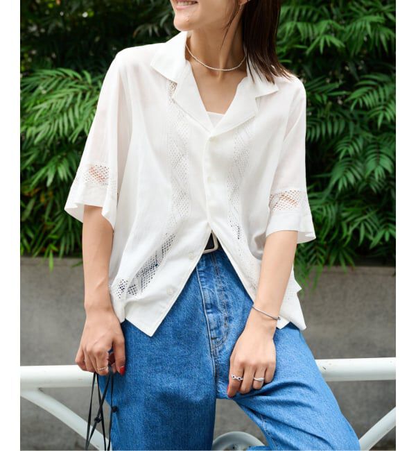 OUTDOOR PRODUCTS Usual Things「レーストリムオープンカラーシャツ」|シャツ・ブラウス|
