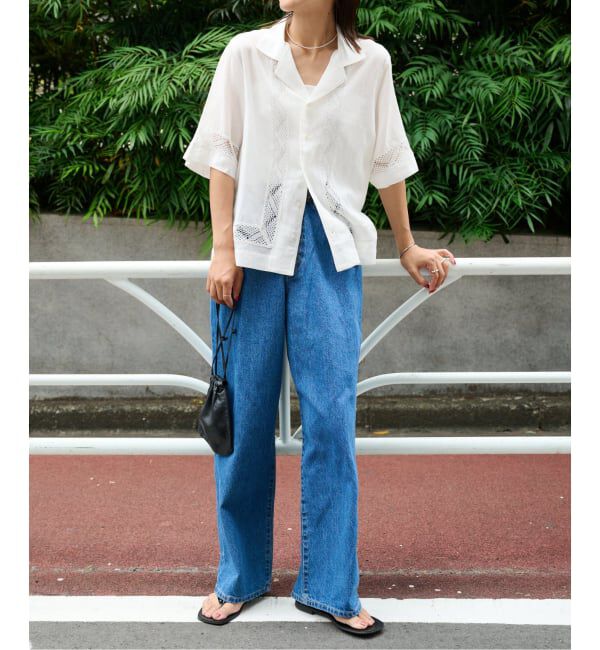 OUTDOOR PRODUCTS Usual Things「レーストリムオープンカラーシャツ」|シャツ・ブラウス|