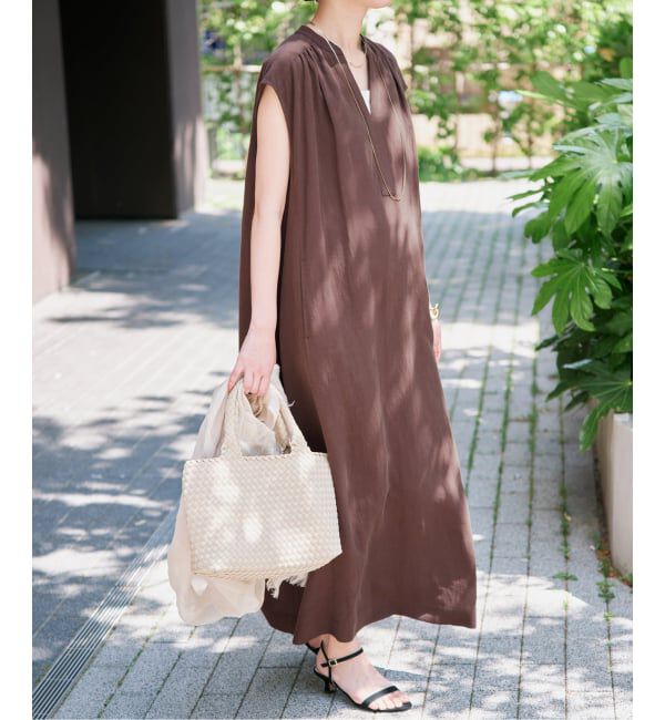 SLOBE IENA「リネン混キーネックコクーンワンピース」|ワンピース|