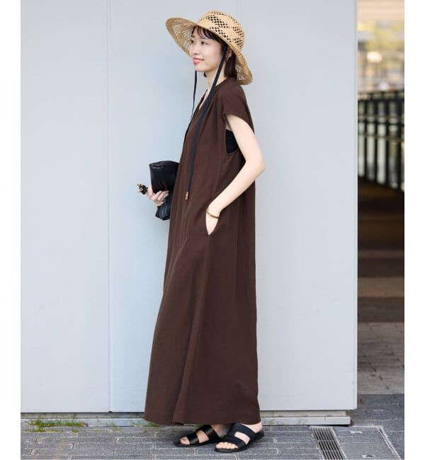 SLOBE IENA「リネン混キーネックコクーンワンピース」|ワンピース|
