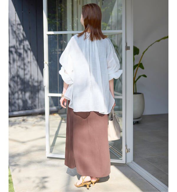 SLOBE IENA「リネン混キーネックコクーンワンピース」|ワンピース|