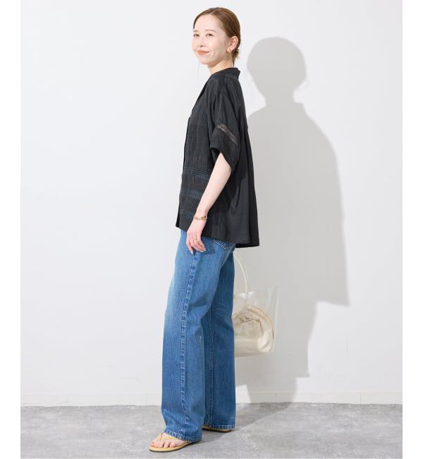 SLOBE IENA「crinkle crinkle crinkle SLOBE別注  tuck lace open collar シャツ」|シャツ・ブラウス|