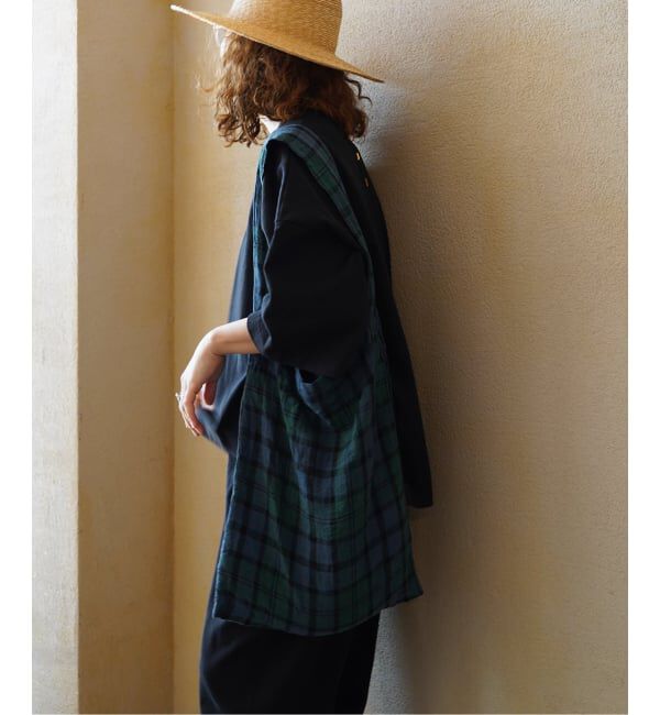 journal standard luxe「リネンチェック BAG」|トートバッグ|グリーン
