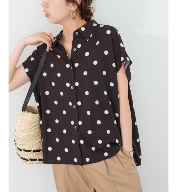 Spick and Span「《一部店舗+WEB限定 / 追加》ドットフレンチスリーブシャツ」|シャツ・ブラウス|