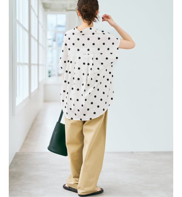 Spick and Span「《一部店舗+WEB限定 / 追加》ドットフレンチスリーブシャツ」|シャツ・ブラウス|