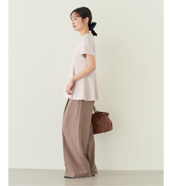 NOBLE「《追加・セットアップ対応》【洗える】コンフォートジャージーライクペプラムブラウス」|シャツ・ブラウス|