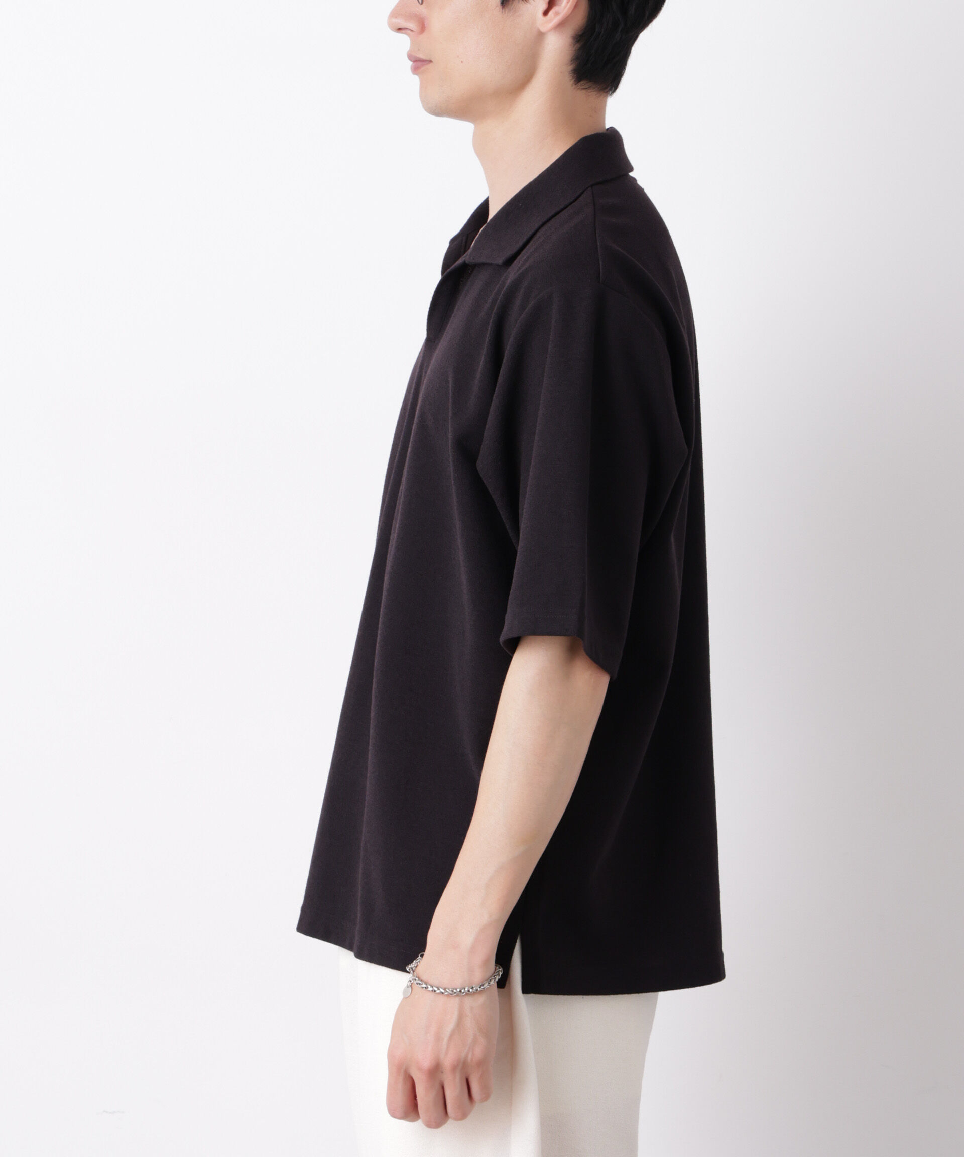 nano･universe「マイクロパイル スキッパーポロシャツ 吸水速乾（セットアップ可）」|Tシャツ・カットソー|