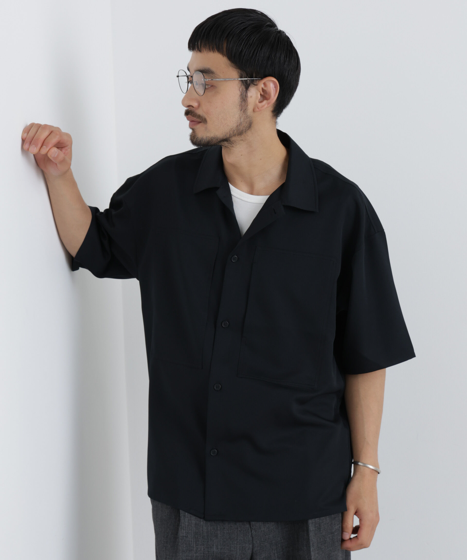 nano･universe「COOLFIBER(R)ドレープツイルシャツ半袖」|シャツ・ブラウス|