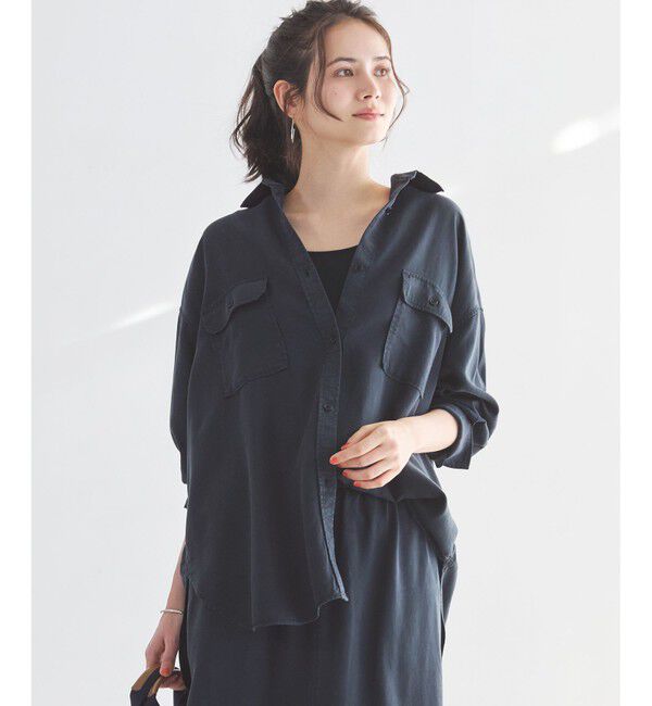 23区「【SLOW/一部店舗限定】ガーメントツイル 2WAY シャツ」|シャツ・ブラウス|ネイビー系