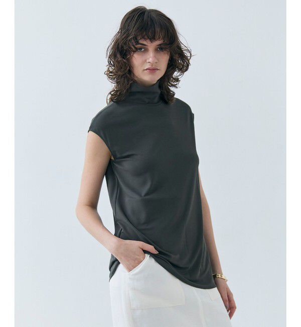 BEIGE,「【ロングセラー・STORY掲載】MELLE / ハイストレッチ ハイネックカットソー」|Tシャツ・カットソー|Khaki