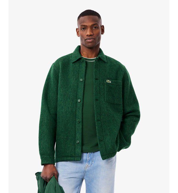 LACOSTE「ウールブレンドフェルトオーバーサイズ アウターシャツ」|シャツ・ブラウス|グリーン