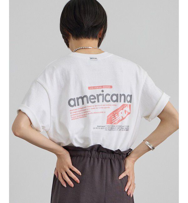 SALON adam et rope'「【Americana（アメリカーナ）】ラフィー丸胴 プリントT / ポイントロゴ」|Tシャツ・カットソー|