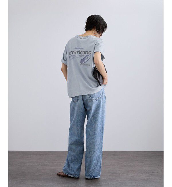 SALON adam et rope'「【Americana（アメリカーナ）】ラフィー丸胴 プリントT / ポイントロゴ」|Tシャツ・カットソー|