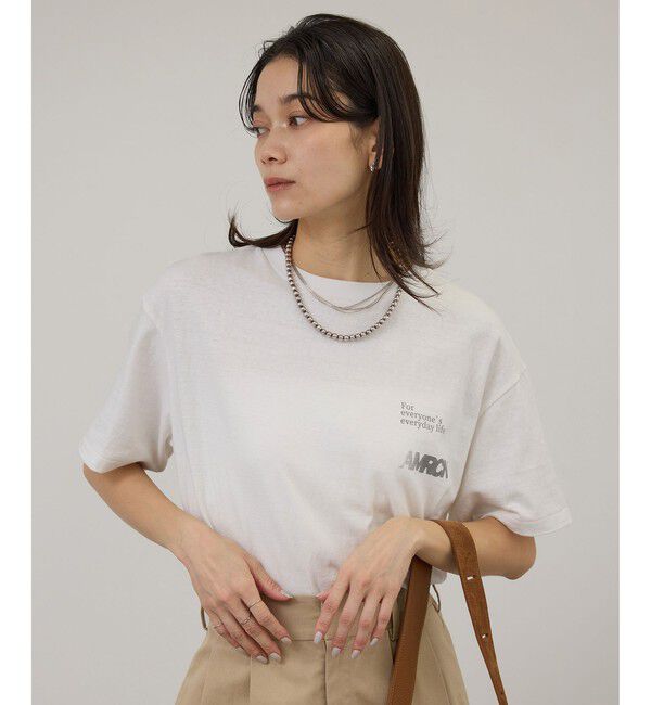 SALON adam et rope'「【Americana（アメリカーナ）】ラフィー丸胴 プリントT / ポイントロゴ」|Tシャツ・カットソー|