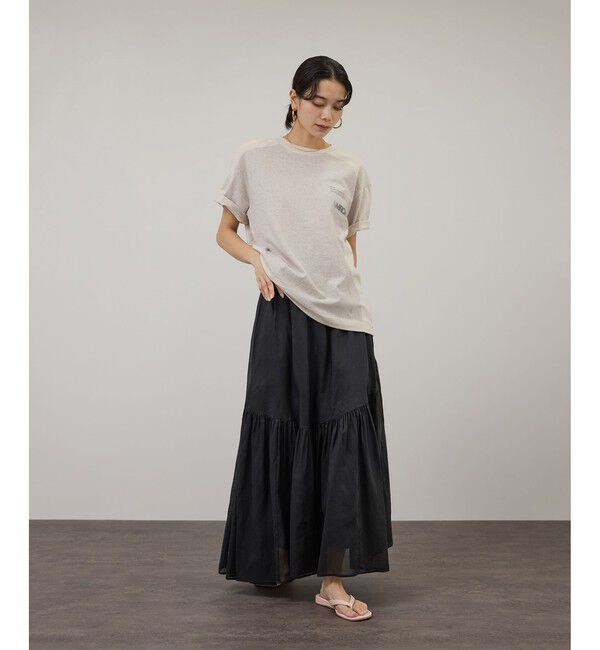 SALON adam et rope'「【Americana（アメリカーナ）】ラフィー丸胴 プリントT / ポイントロゴ」|Tシャツ・カットソー|
