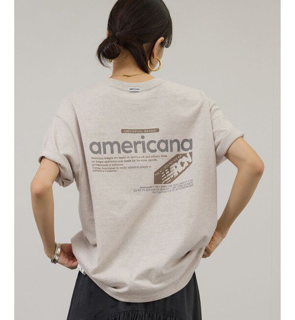 SALON adam et rope'「【Americana（アメリカーナ）】ラフィー丸胴 プリントT / ポイントロゴ」|Tシャツ・カットソー|