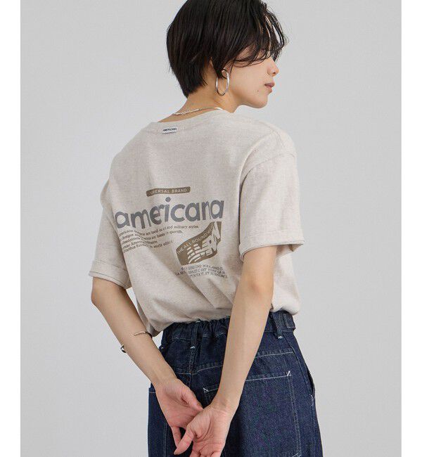 SALON adam et rope'「【Americana（アメリカーナ）】ラフィー丸胴 プリントT / ポイントロゴ」|Tシャツ・カットソー|