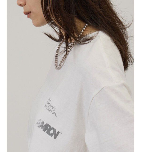 SALON adam et rope'「【Americana（アメリカーナ）】ラフィー丸胴 プリントT / ポイントロゴ」|Tシャツ・カットソー|