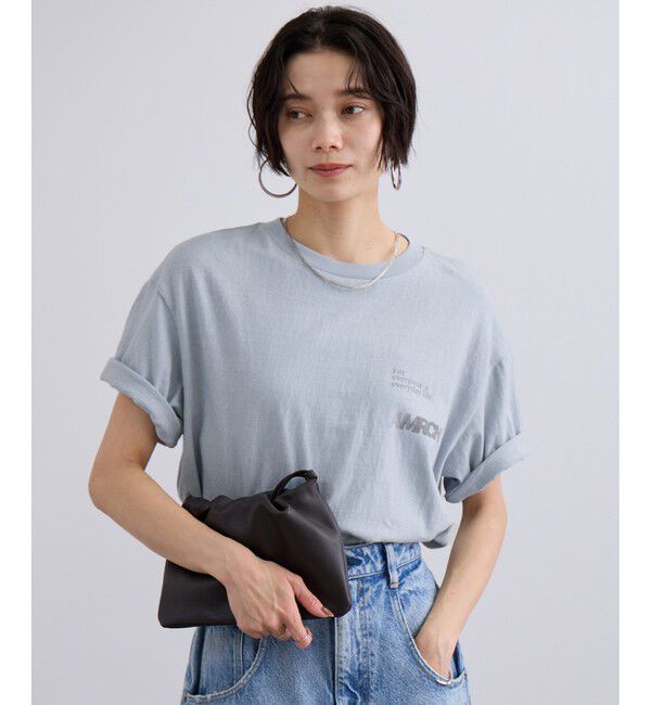 SALON adam et rope'「【Americana（アメリカーナ）】ラフィー丸胴 プリントT / ポイントロゴ」|Tシャツ・カットソー|