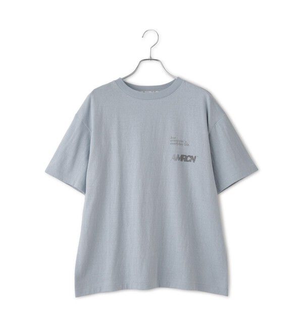 SALON adam et rope'「【Americana（アメリカーナ）】ラフィー丸胴 プリントT / ポイントロゴ」|Tシャツ・カットソー|