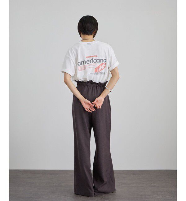 SALON adam et rope'「【Americana（アメリカーナ）】ラフィー丸胴 プリントT / ポイントロゴ」|Tシャツ・カットソー|