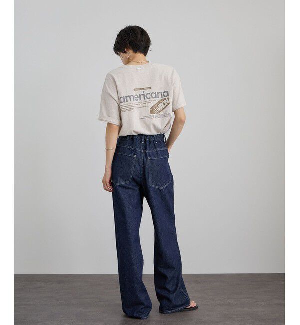 SALON adam et rope'「【Americana（アメリカーナ）】ラフィー丸胴 プリントT / ポイントロゴ」|Tシャツ・カットソー|
