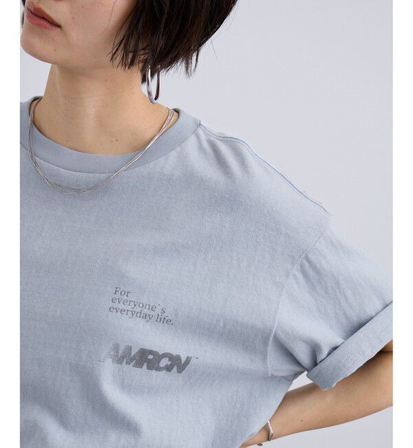 SALON adam et rope'「【Americana（アメリカーナ）】ラフィー丸胴 プリントT / ポイントロゴ」|Tシャツ・カットソー|