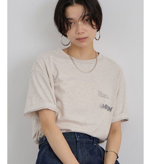 SALON adam et rope'「【Americana（アメリカーナ）】ラフィー丸胴 プリントT / ポイントロゴ」|Tシャツ・カットソー|オフホワイト(15)