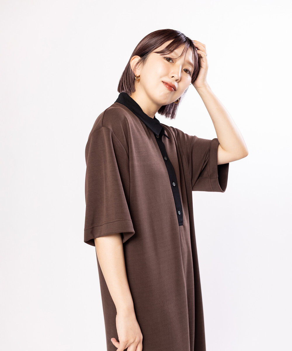  「配色シャツカラーワンピース」|ワンピース|