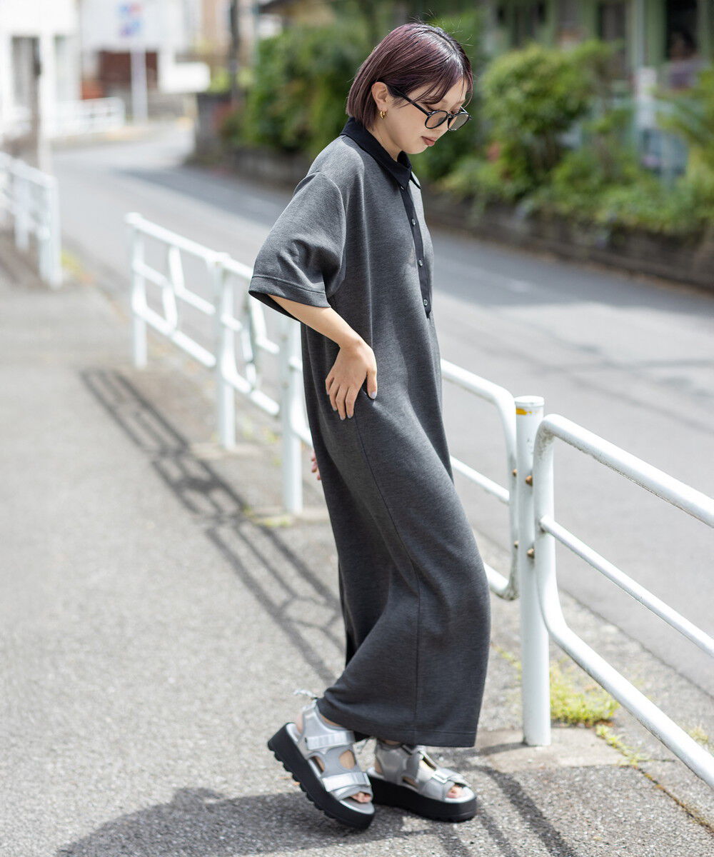  「配色シャツカラーワンピース」|ワンピース|