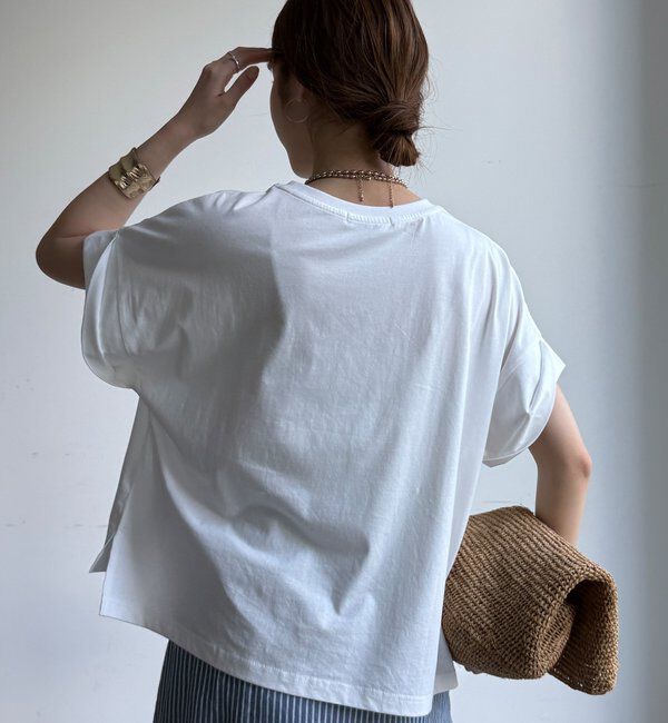  「【WEB限定】ロールアップロゴプリントワイドTEE」|Tシャツ・カットソー|