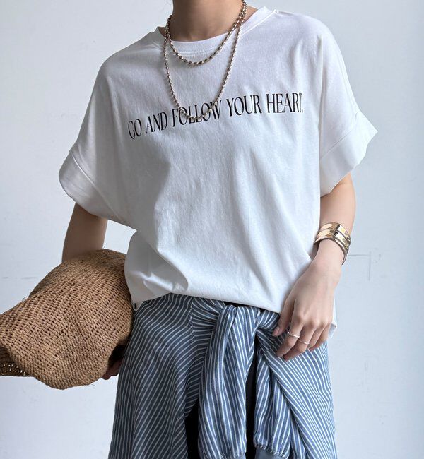  「【WEB限定】ロールアップロゴプリントワイドTEE」|Tシャツ・カットソー|