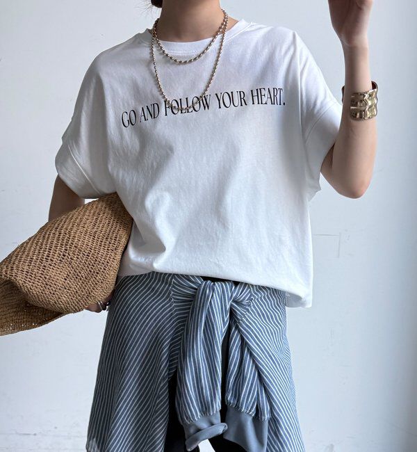  「【WEB限定】ロールアップロゴプリントワイドTEE」|Tシャツ・カットソー|