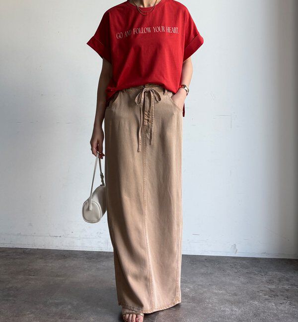  「【WEB限定】ロールアップロゴプリントワイドTEE」|Tシャツ・カットソー|