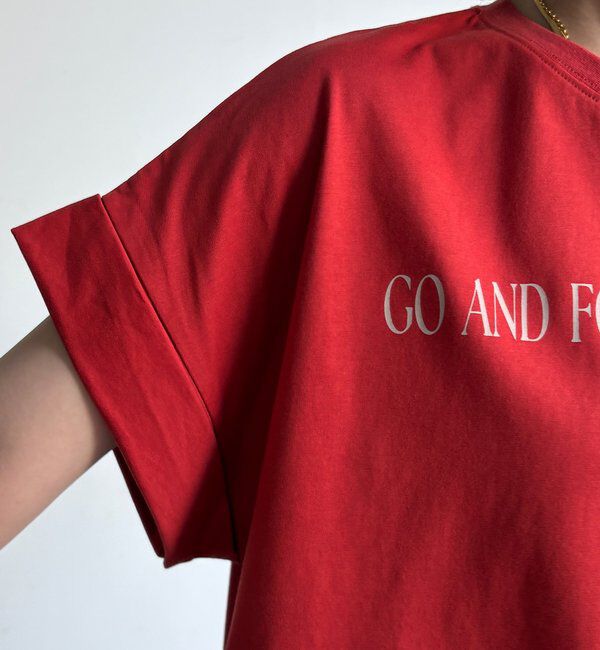  「【WEB限定】ロールアップロゴプリントワイドTEE」|Tシャツ・カットソー|