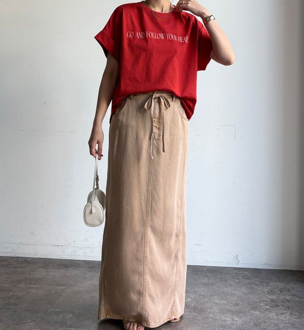  「【WEB限定】ロールアップロゴプリントワイドTEE」|Tシャツ・カットソー|