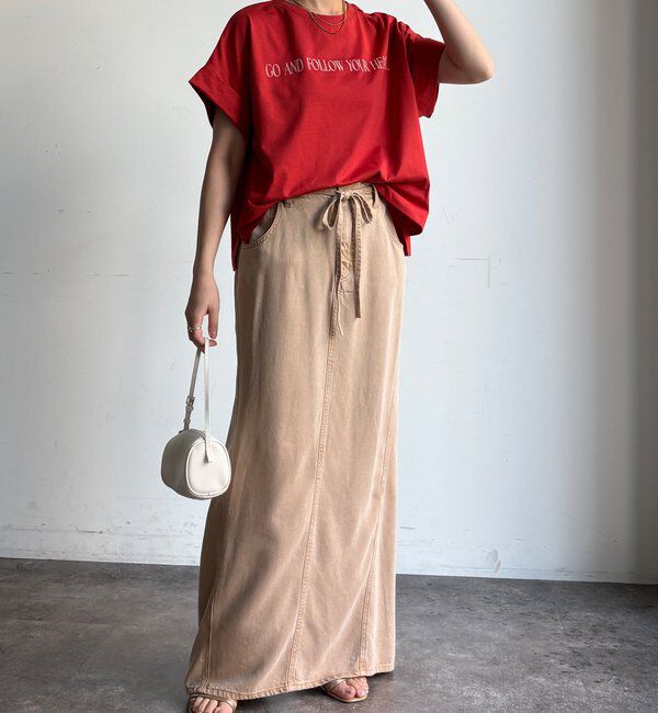  「【WEB限定】ロールアップロゴプリントワイドTEE」|Tシャツ・カットソー|