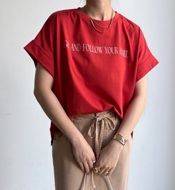  「【WEB限定】ロールアップロゴプリントワイドTEE」|Tシャツ・カットソー|