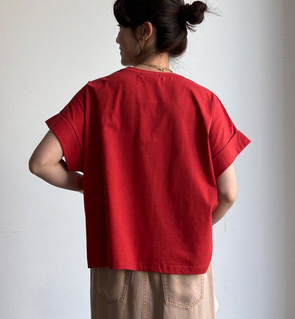  「【WEB限定】ロールアップロゴプリントワイドTEE」|Tシャツ・カットソー|