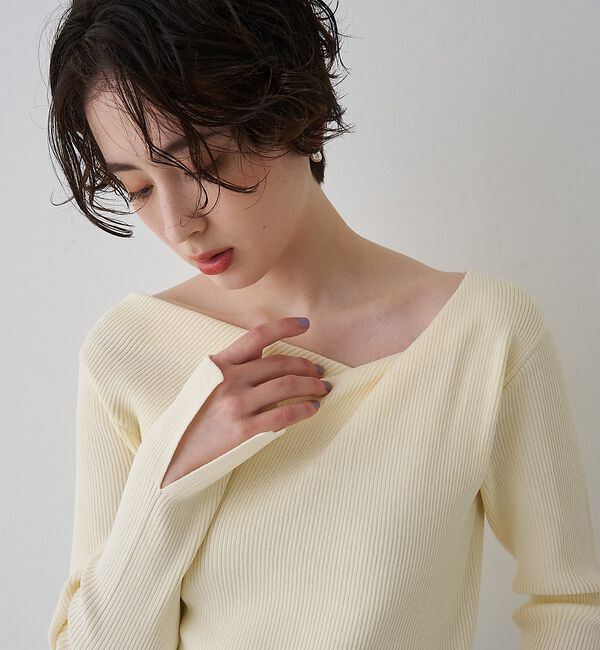 Rouge vif「【一部店舗限定】ドレープスリットスリーブリブニット」|ニット・セーター|