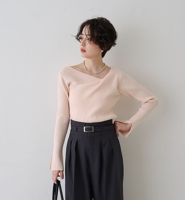 Rouge vif「【一部店舗限定】ドレープスリットスリーブリブニット」|ニット・セーター|
