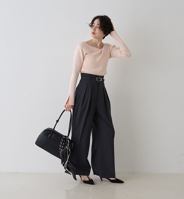 Rouge vif「【一部店舗限定】ドレープスリットスリーブリブニット」|ニット・セーター|