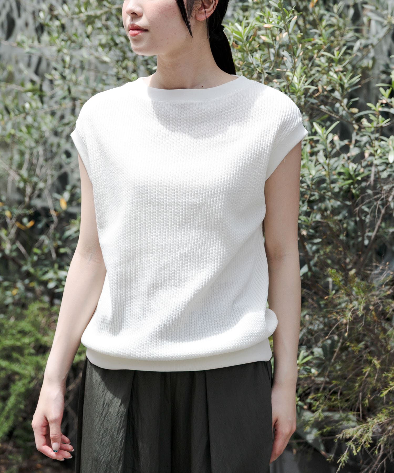 URBAN RESEARCH DOORS「FORK&SPOON　変形ワッフルノースリーブプルオーバー」|Tシャツ・カットソー|