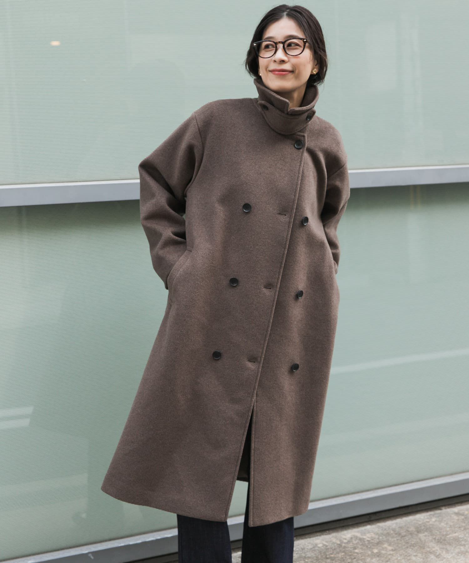 URBAN RESEARCH DOORS「ウールロングコート」|ノーカラーコート|