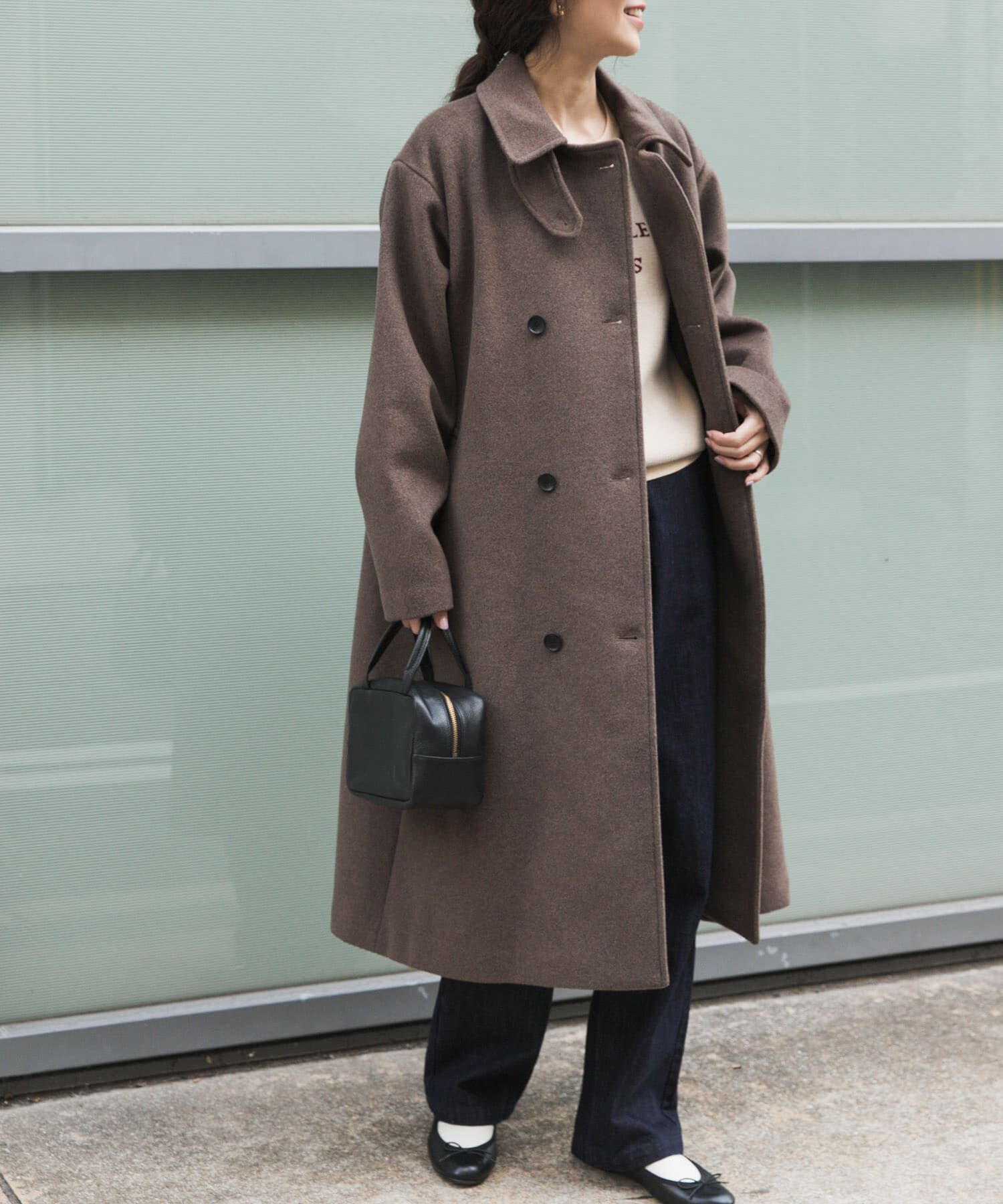 URBAN RESEARCH DOORS「ウールロングコート」|ノーカラーコート|