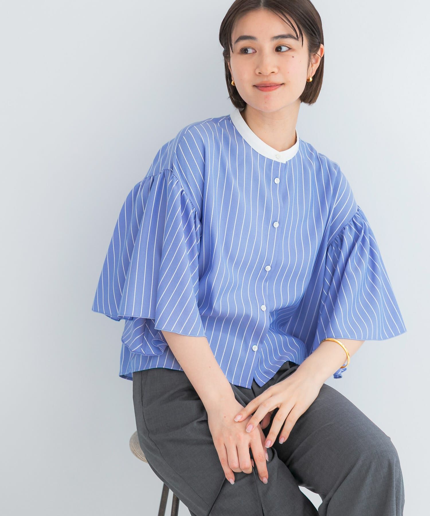 URBAN RESEARCH ROSSO「ウォッシャブルストライプブラウス」|シャツ・ブラウス|